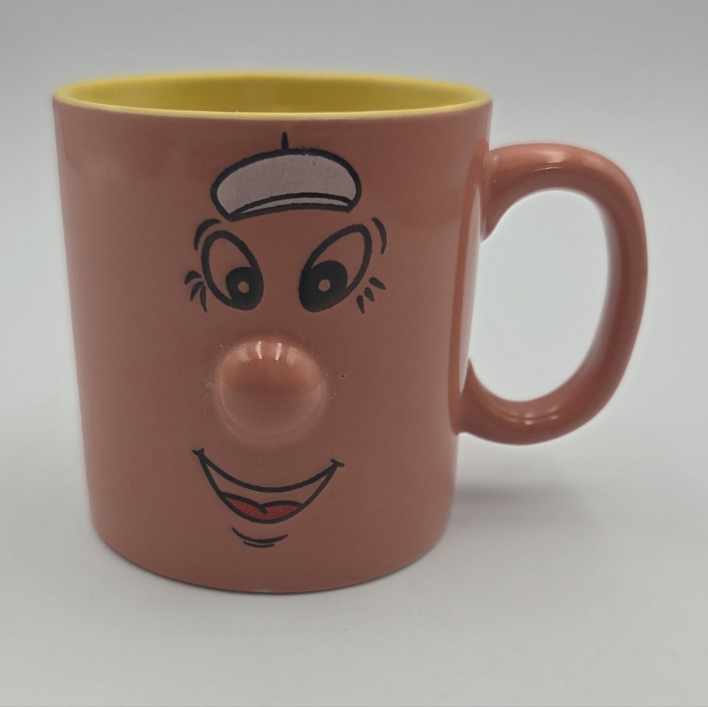 Vintage Smiley Face Coffee Mug with 3D Nose‎ - Cute Collectible Ceramic Cup